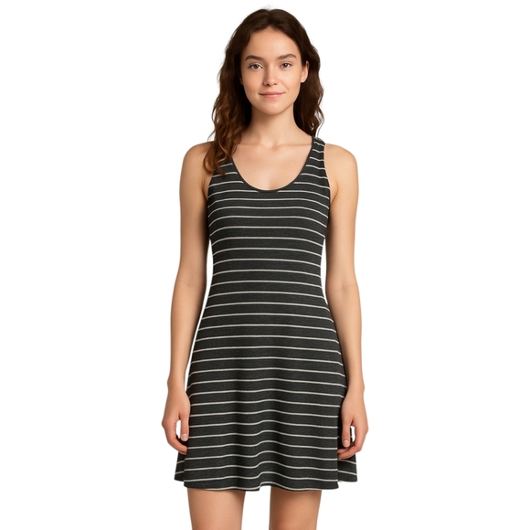 Striped Knit Tank Dress Sz S Criss Cross Back Granola Girl Normcore USA Y2K - Picture 1 of 12